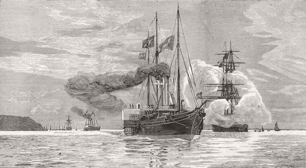 ISLE WIGHT. Young Princes. Bacchante,Osborne Lively,passing saluting Queen 1882